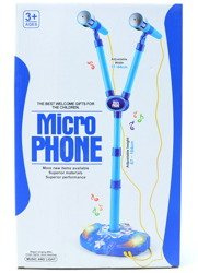 PODWÓJNY MIKROFON NA STOJAKU + ŚWIATŁO + REGULACJA GŁOŚNOŚCI