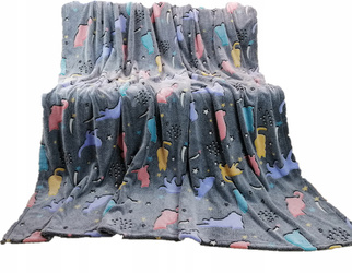 KOC ŚWIECĄCY W CIEMNOŚCI 150x200 KOLOROWE KOTY LEKKI PUSZYSTY