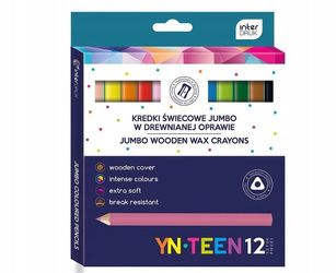 KREDKI ŚWIECOWE JUMBO TRÓJKĄTNE 12KOLORÓW W DREWNIANEJ OPRAWIE