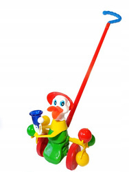 Zabawka do pchania kaczka z dzwonkiem, pchacz kaczka z dzwonkiem