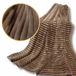 KOC DEKORACYJNY 160x200 PLED NA ŁÓŻKO KANAPĘ PASKI CZEKOLADOWY