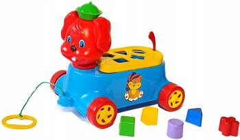 Piesek edukacyjny sorter z klockami do ciągania