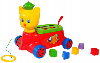 Sorter edukacyjny Kot z klockami, zabawka edukacyjna z sorterem kształtów