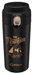 KUBEK TERMICZNY BIDON MOUNTAINS ZE SMYCZĄ NDZ 350ML CZARNY