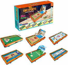 Zestaw Gra Zręcznościowa Stolik Koszykówka Bilard Hokej Cymbergaj Golf 6w1