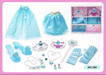 ZESTAW STRÓJ KSIĘŻNICZKI NIEBIESKI SPÓDNICZKA PELERYNA BUCIKI RÓŻDŻKA TIARA