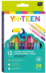 Kredki trójkątne 24 kolory dwustronne JUMBO Noster