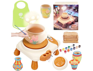 KREATYWNY ZESTAW KOŁO GARNCARSKIE FARBKI CERAMIKA GLINA DLA DZIECI