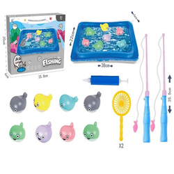 Łowienie rybek mały wędkarz z basenikiem dmuchanym wędki na magnes