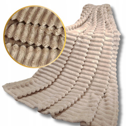 KOC DEKORACYJNY 160x200 PLED NA ŁÓŻKO KANAPĘ PASKI JASNY BRĄZ