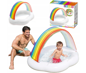 BASEN DMUCHANY Z DASZKIEM - TĘCZA  INTEX142cm