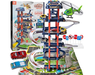 Duży garaż z elektryczną windą resorakami i helikopterem + Mata miasta 78 cm