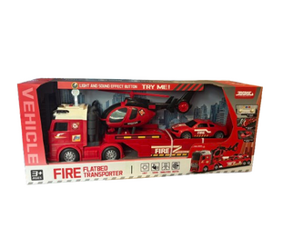 WÓZ STRAŻACKI STRAŻ POŻARNA HELIKOPTER LAWETA AUTA DŹWIĘKI 62cm