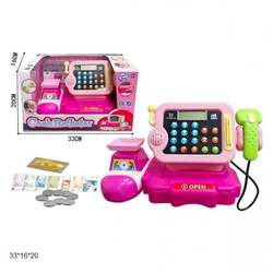 Kasa sklepowa różowa waga skaner pieniążki